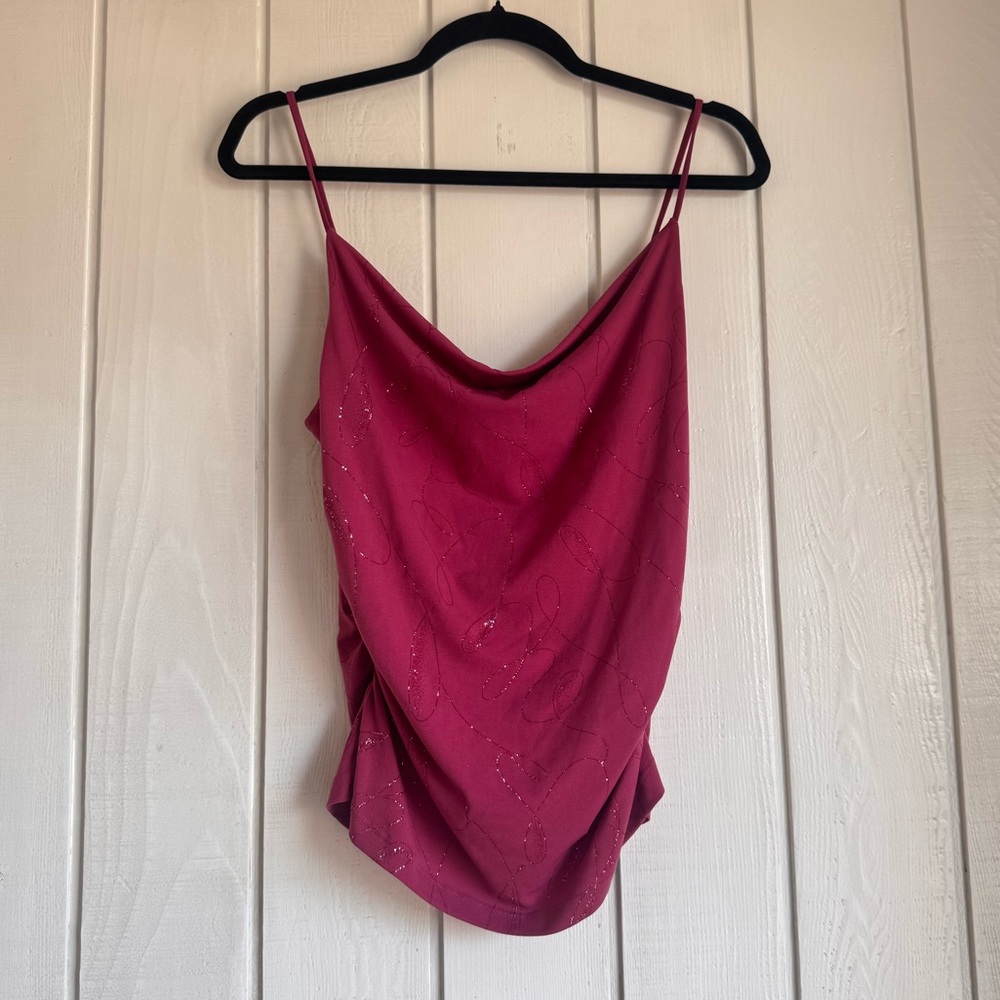 Charlotte Russe 2000s Maroon Sparkly Cowl Neck Blouse